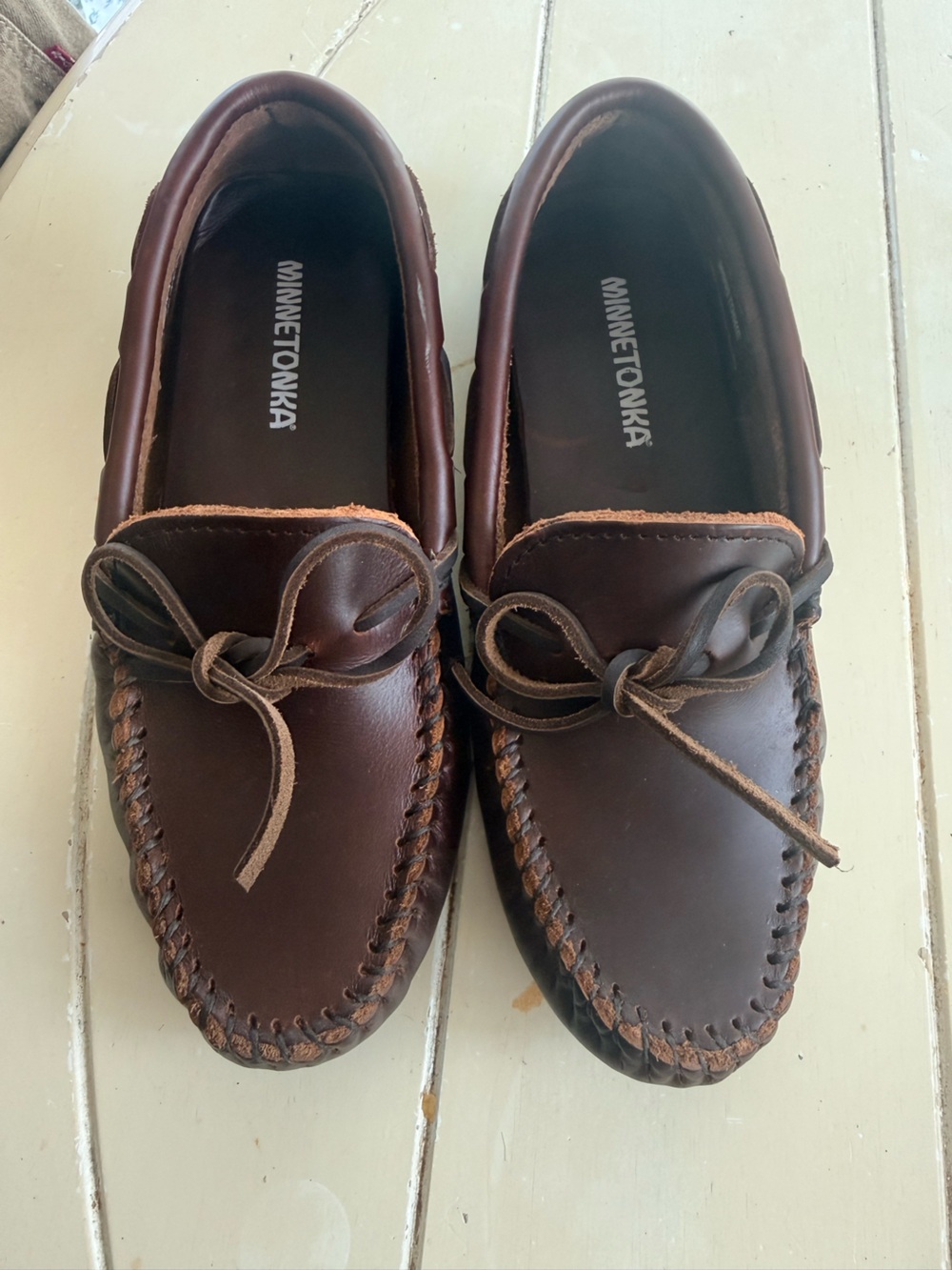 Minnetonka Dark Brown Leather Moccasin Slip-Ons